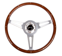Load image into Gallery viewer, NRG Classic Wood Grain Steering Wheel (365mm) Wood w/Metal Inserts & Brushed Alum. 3-Spoke Center