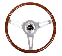 Load image into Gallery viewer, NRG Classic Wood Grain Steering Wheel (365mm) Wood w/Metal Inserts & Brushed Alum. 3-Spoke Center