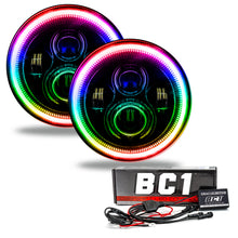 Load image into Gallery viewer, Oracle 7in High Powered LED Headlights - Black Bezel - ColorSHIFT - BC1