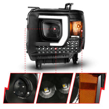 Load image into Gallery viewer, ANZO 2014-2015 GMC Sierra 1500HD Projector Plank Style Headlight Black W/ DRL