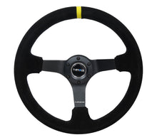 Load image into Gallery viewer, NRG Reinforced Steering Wheel (350mm / 3in. Deep) Blk Suede/X-Stitch w/5mm Blk Spoke & Yellow CM