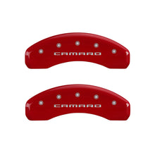 Load image into Gallery viewer, MGP 4 Caliper Covers Engraved Front & Rear Gen 5/Camaro Red finish silver ch