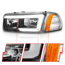 Load image into Gallery viewer, ANZO 99-17 GMC Sierra/Denali Headlights Black Amber (w/C Light Bars)