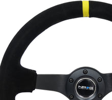 Load image into Gallery viewer, NRG Reinforced Steering Wheel (350mm / 3in. Deep) Blk Suede/X-Stitch w/5mm Blk Spoke & Yellow CM