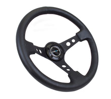Load image into Gallery viewer, NRG Reinforced Steering Wheel (350mm / 3in. Deep) Blk Leather w/Blk Spoke & Circle Cutouts