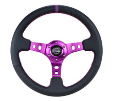 Load image into Gallery viewer, NRG Reinforced Steering Wheel (350mm / 3in. Deep) Black Leather w/Purple Center & Purple Stitching