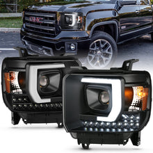 Load image into Gallery viewer, ANZO 2014-2015 GMC Sierra 1500HD Projector Plank Style Headlight Black W/ DRL