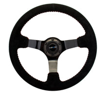 Load image into Gallery viewer, NRG Reinforced Steering Wheel (350mm / 3in. Deep) Blk Suede w/Red BBall Stitch & Black 3-Spoke