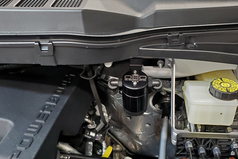 J&L 2021-2025 Ford F-150 3.5L Passenger Side Oil Separator 3.0 - Black Anodized