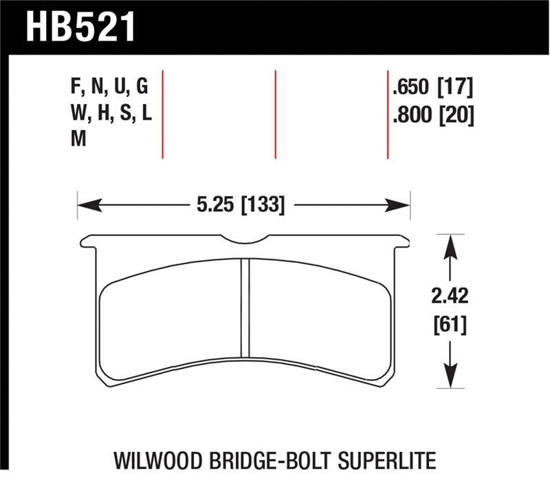 Hawk Wilwood Superlite 4/6 Forged DTC-60 Race Brake Pads
