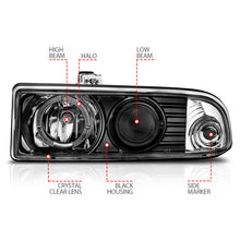 Load image into Gallery viewer, ANZO 1998-2005 Chevrolet S-10 Projector Headlights w/ Halo Black