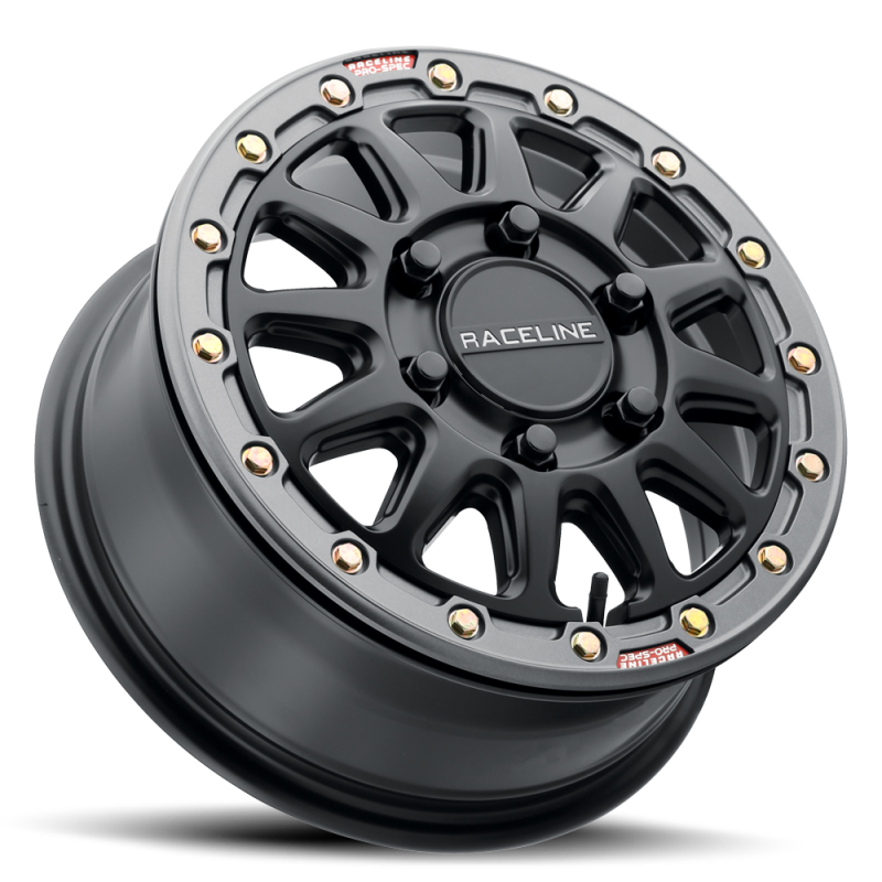Raceline A14BG Alpha 15x7in/5x114.3 BP/25mm Offset/68mm Bore - Black & Gunmetal Ring Beadlock Wheel