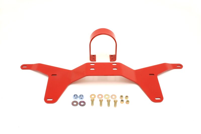 BMR 05-14 S197 Mustang Rear Tunnel Brace w/ Rear Driveshaft Safety Loop - Red