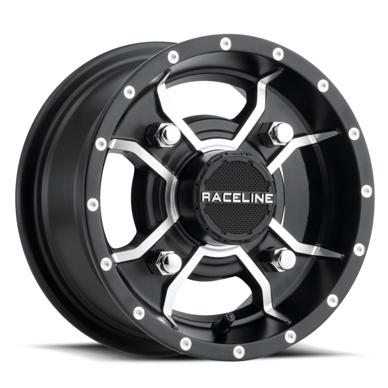 Raceline A77 Mamba 10x5in / 4x156 BP / 18mm Offset / 132.5mm Bore - Black & Machined Wheel