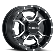 Load image into Gallery viewer, Raceline A77 Mamba 10x5in / 4x156 BP / 18mm Offset / 132.5mm Bore - Black &amp; Machined Wheel