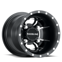 Load image into Gallery viewer, Raceline A77 Mamba 9x8in / 4x115 BP / -34.5mm Offset / 90mm Bore - Black &amp; Machined Wheel