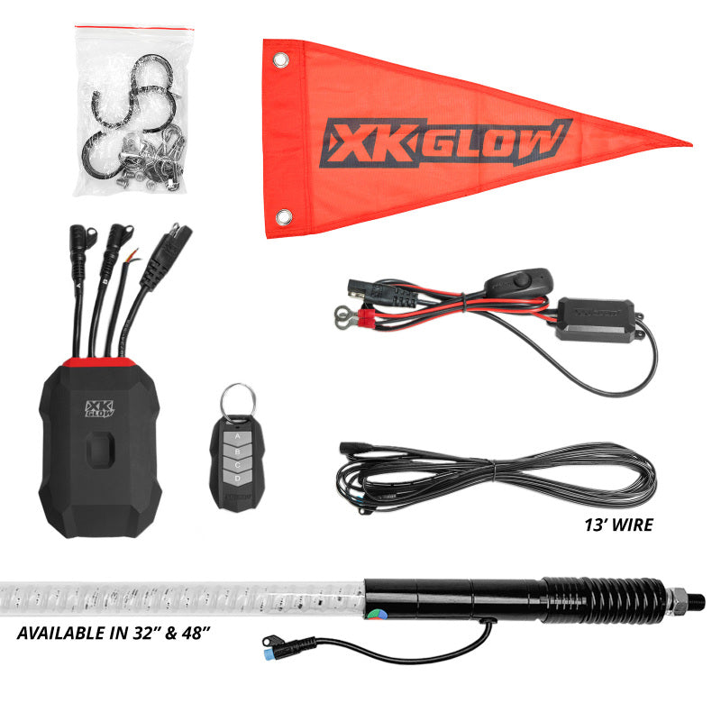 XK Glow 2x32 XKmax RGBW Advanced App Control LED Whip Light Kit for 4x4 Offroad UTV ATV