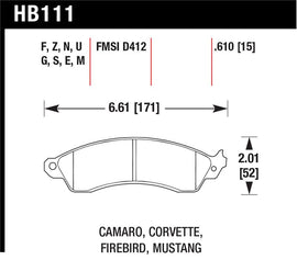Hawk 94-04 Mustang Cobra / 88-95 Corvette 5.7L / 88-92 Camaro w/ Hvy Duty Brakes Front HPS Street Br