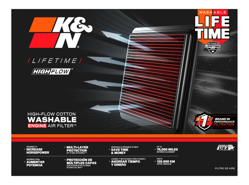 K&N Replacement Panel Air Filter for 14-15 Cadillac CTS V-Sport 3.6L V6