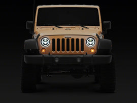 Raxiom 07-18 Jeep Wrangler Axial Series 7-Inch LED Headlights w DRL/ Black Housing - Clear Lens