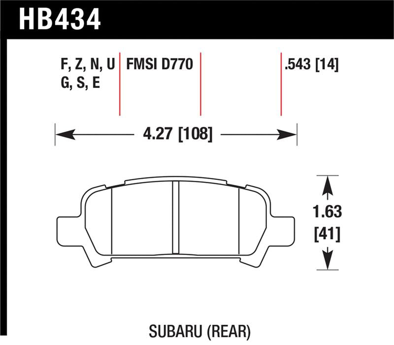 Hawk 02-03 WRX / 05-08 LGT D770 HP+ Street Rear Brake Pads