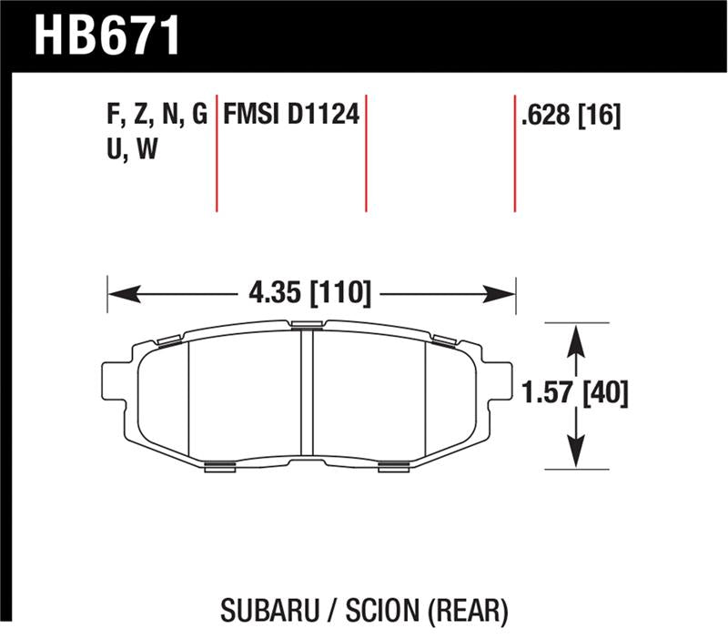 Hawk 13 Scion FR-S / 13 Subaru BRZ/10-12 Legacy 2.5 GT/3.6R DTC-60 Race Rear Brake Pads