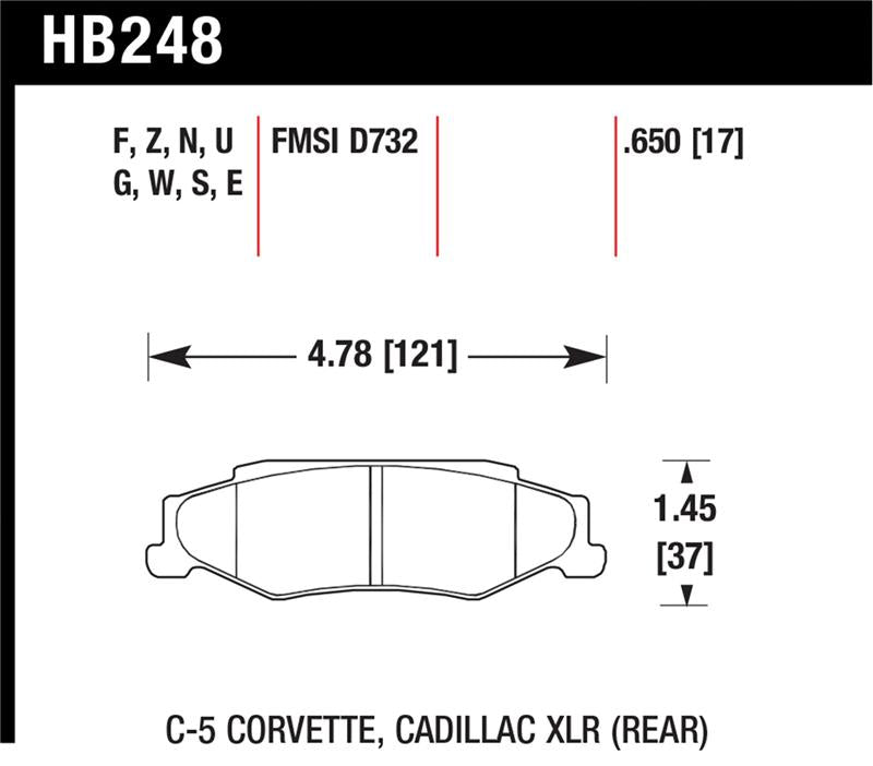 Hawk 2008-2009 Cadillac XLR Platinum HPS 5.0 Rear Brake Pads