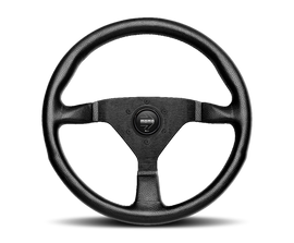 Momo Montecarlo Alcantara Steering Wheel 320 mm - Black/Red Stitch/Black Spokes