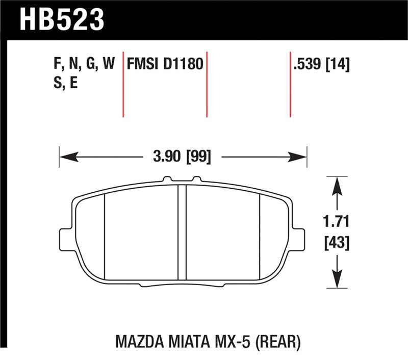 Hawk 06-10 Mazda Miata Mx-5 Rear HPS Sreet Brake Pads