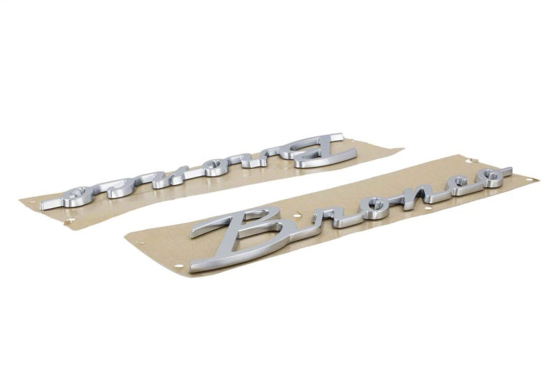 Ford Racing 21-23 Bronco Script Fender Badge - Silver