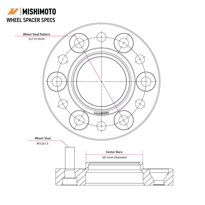 Mishimoto Wheel Spacers - 5x114.3 - 60.1 - 15 - M12 - Black