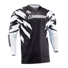 Load image into Gallery viewer, Answer 26 LE Syncron Rizz Vented Jersey Black/White/Cyan Youth - Small