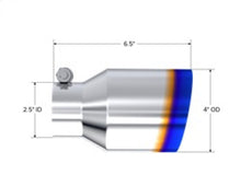 Load image into Gallery viewer, MBRP Burnt End Tip 2.5 ID 4 ID Out 6.5 length Single Wall Angle Cut 304 Stainless Steel