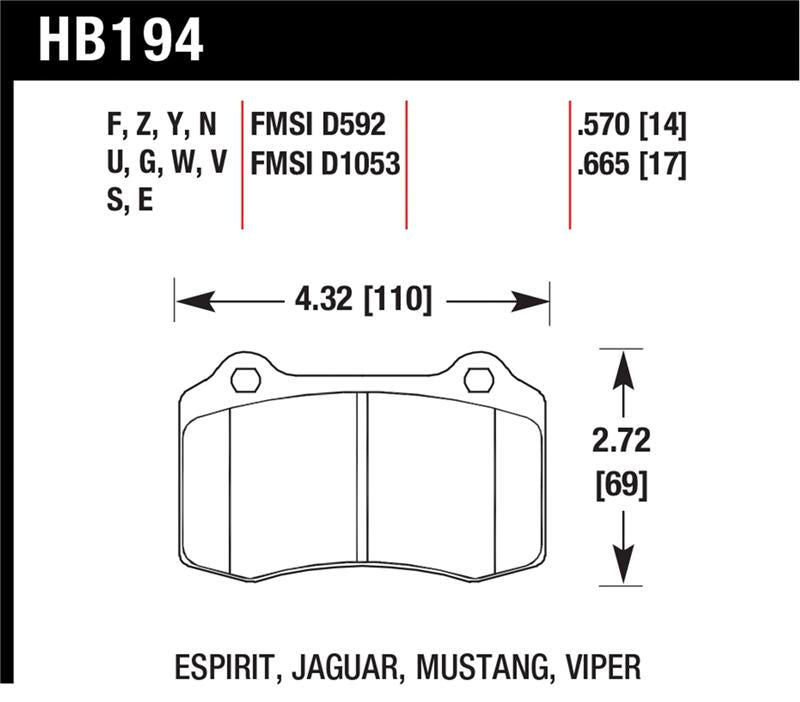 Hawk 2010 Camaro SS HPS Street Rear Brake Pads