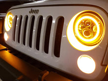Load image into Gallery viewer, Raxiom 97-18 Jeep Wrangler TJ/JK Axial Halo Headlights w/ DRL Amber Signals- Black Hsng (Clear Lens)