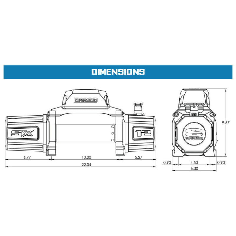 Superwinch 12000 LBS 12V DC 3/8in x 80ft Synthetic Rope SX12SR Winch - Semi Gloss Black