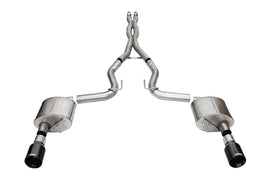 Corsa 24+ Ford MustangGT Xtreme Cat-Back Ex.Sys 3.0in Dual Rear Exit w/4.5in Blk PVD StraightCut Tip