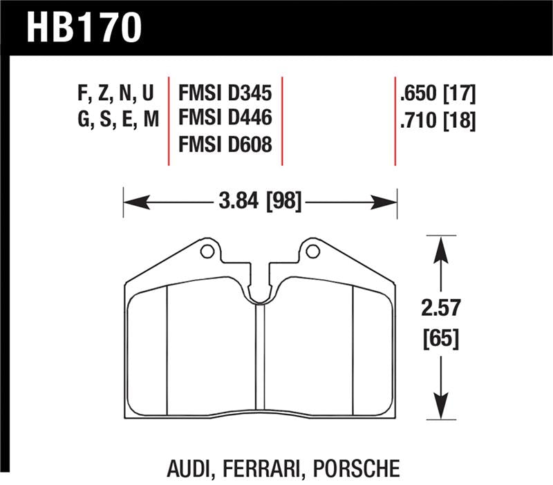 Hawk 79-99 Porsche 911 / 86-95 Porsche 928 / 86-94 Porsche 944 Turbo DTC-60 Race Rear Brake Pads