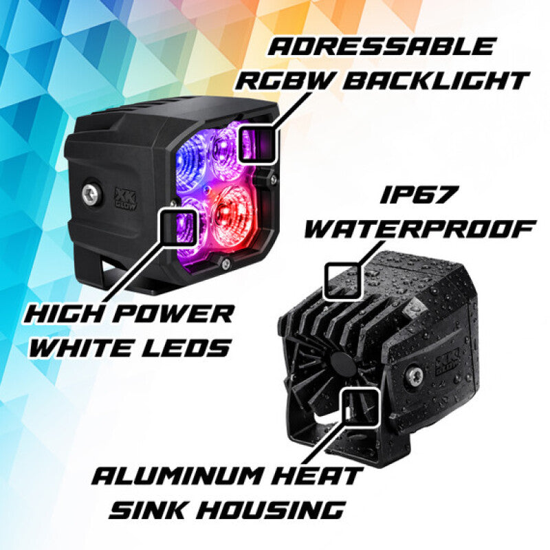XKGlow XKmax RGBW Addressable Cube Light Kit - Driving Beam