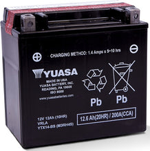Load image into Gallery viewer, Yuasa YTX14-BS Maintenance Free AGM 12-Volt Battery w/Bottle