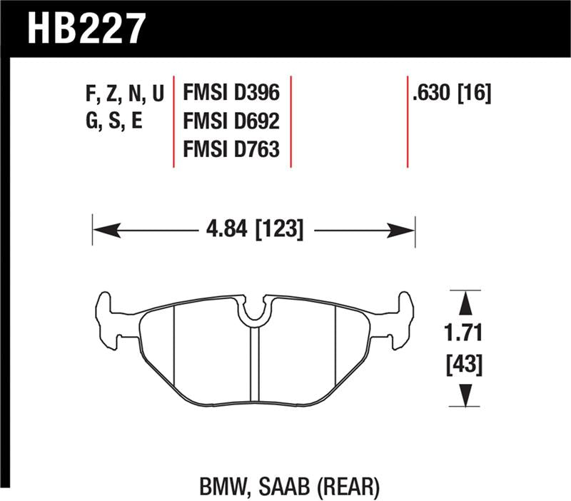 Hawk 95-99 BMW M3 E36 HP+ Street Rear Brake Pads