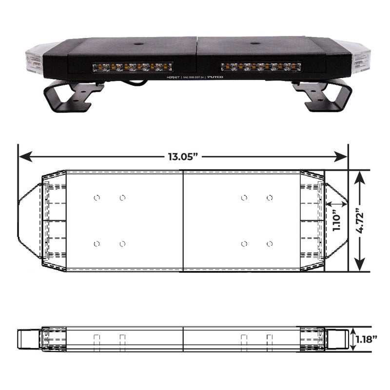 Putco 16in Hornet Light Bar - (Amber) LED Stealth Rooftop Strobe Bar