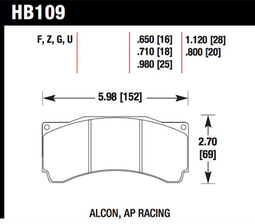 Hawk AP Racing CP5810/5890/5895/6078 / Coleman Series IV DTC-70 Race Brake Pads
