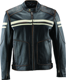 River Road Hoodlum Vintage Leather Jacket Black - Medium