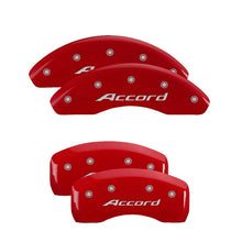 Load image into Gallery viewer, MGP 4 Caliper Covers Engraved Front &amp; Rear Red Power Coat Finish Silver Characters-Honda Accord