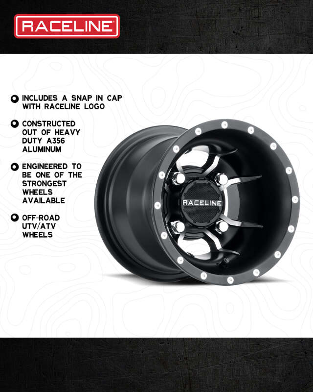Raceline A77 Mamba 9x8in / 4x115 BP / -34.5mm Offset / 90mm Bore - Black & Machined Wheel