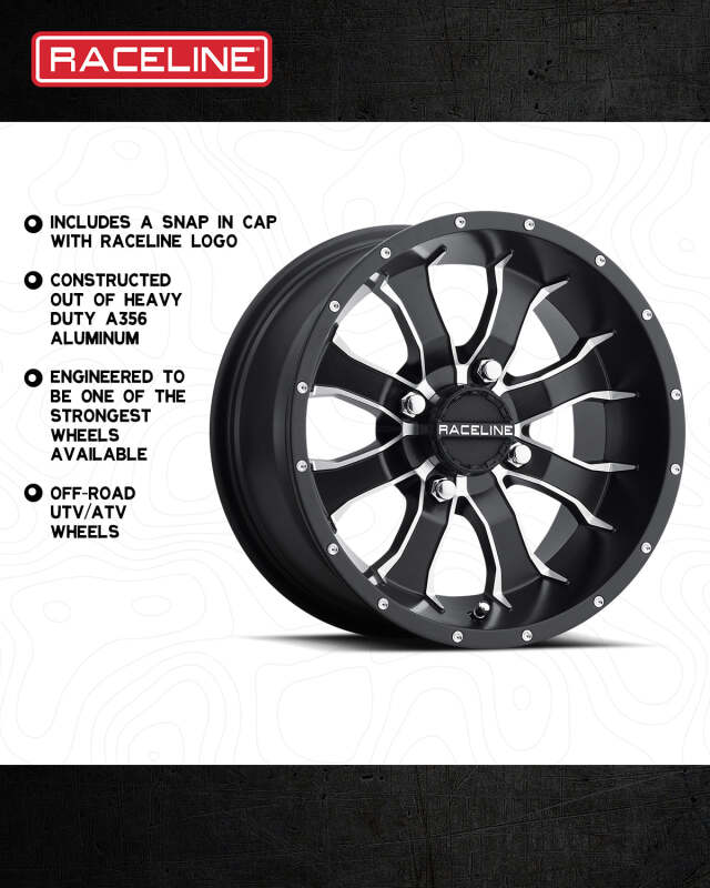 Raceline A77 Mamba 10x5in / 4x156 BP / 18mm Offset / 132.5mm Bore - Black & Machined Wheel