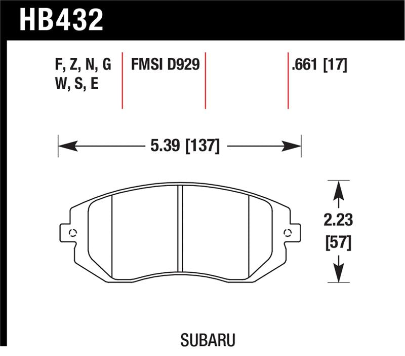 Hawk 03-05 WRX / 08 WRX D929 HP+ Street Front Brake Pads