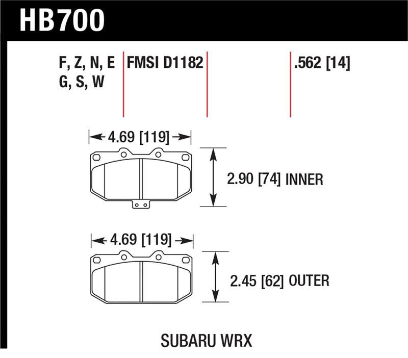 Hawk 06-07 Subaru Impreza WRX DTC-30 Front Race Brake Pads