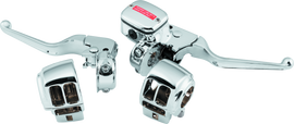Bikers Choice 96-07 FLH/FLT Chrome Handlebar Control Kit W/O Switches 11/16 Bore W/Audio